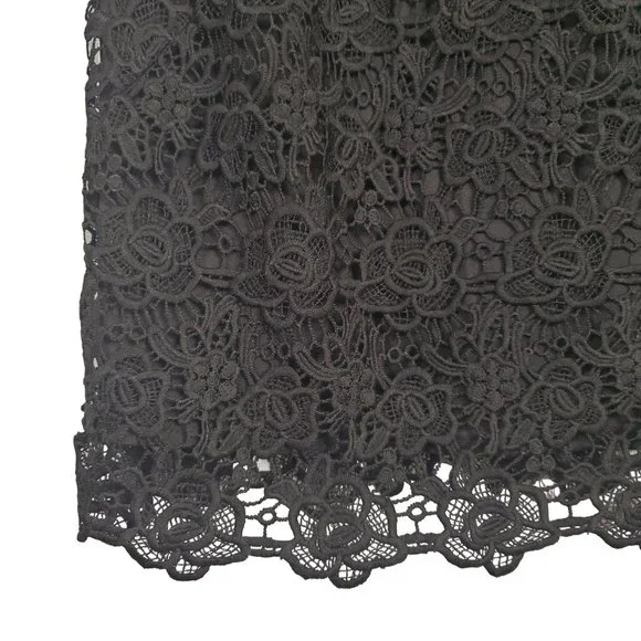 Nanette Lepore NWT Size L Top Blouse Floral Lace Overlay Sleeveless Lined Black - Picture 6 of 9